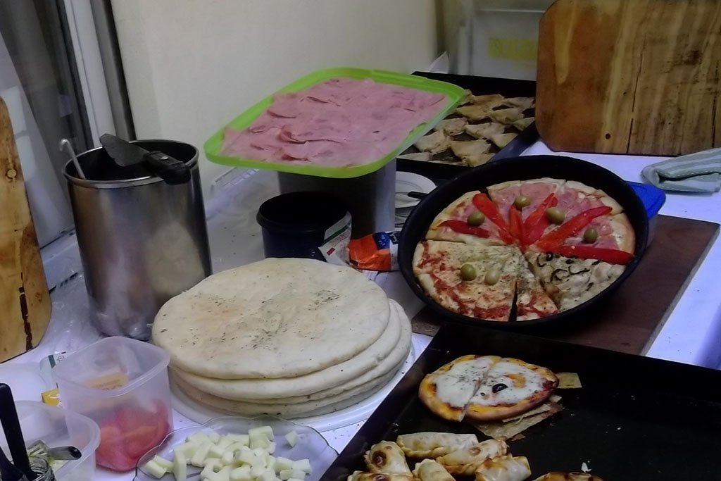 Preparación del pizza party